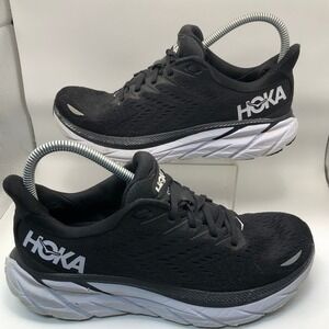 Hoka One One Clifton 8 Womens 8 Black White Running Shoes 1119394 BWHT Sneaker
